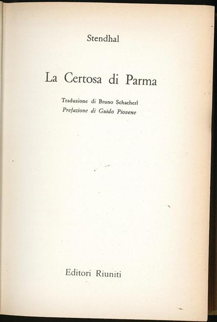 Certosa di Parma - Stendhal - copertina