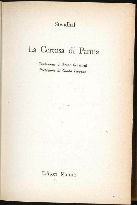 Certosa di Parma - Stendhal - copertina