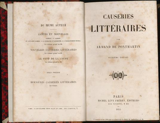 Causeries Litteraires - copertina