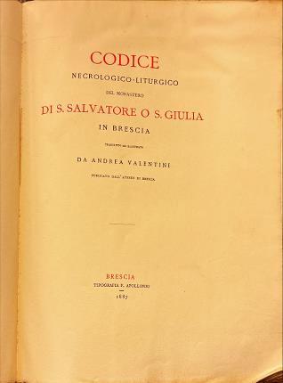 Codice necrologico-liturgico del monastero di S. Salvatore o S. Giulia in Brescia - copertina