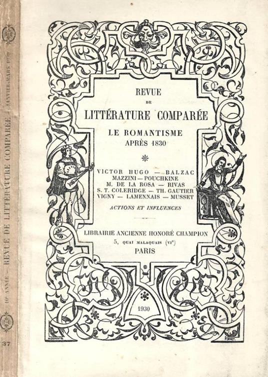 Revue de litterature comparée. N. 37: Le Romantisme après 1830 - copertina