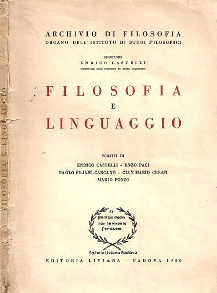 Filosofia e linguaggio - copertina
