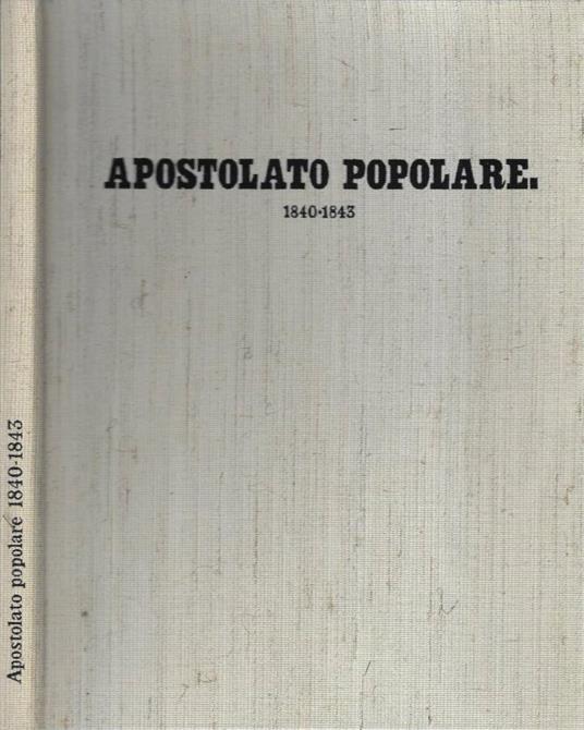 Apostolato popolare 1840 - 1843 - copertina