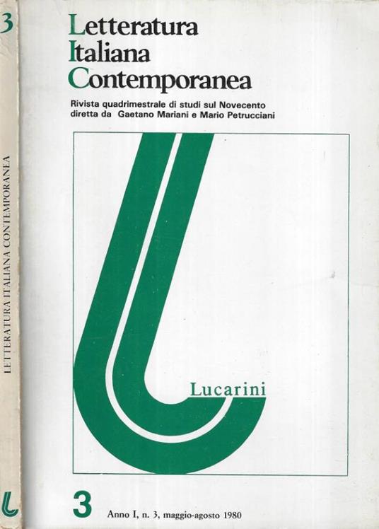 Letteratura Italiana Contemporanea Anno I, n. 3 - copertina