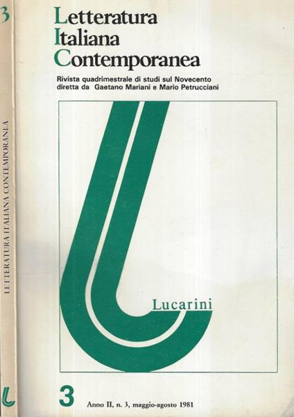 Letteratura Italiana Contemporanea Anno II, n. 3 - copertina