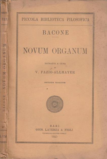 Novum organum - Francesco Bacone - copertina