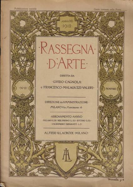 Rassegna d'Arte n. 11 Anno 1912 - copertina