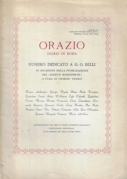 Orazio. Diario di Roma n, 6-9 Giugno-Settembre 1952 - copertina