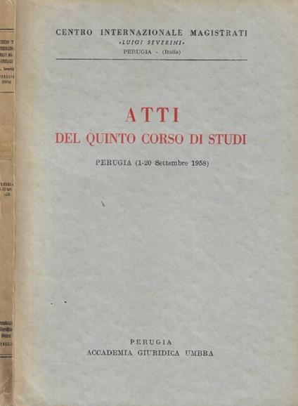 Atti del quinto corso di studi - copertina