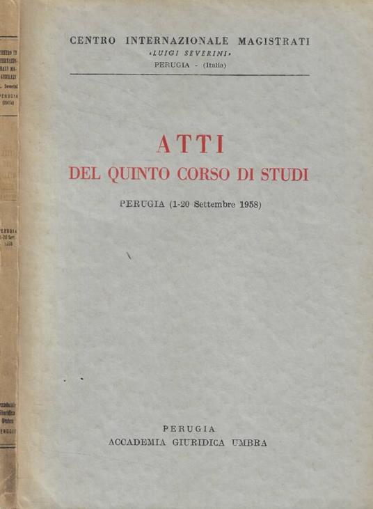 Atti del quinto corso di studi - copertina