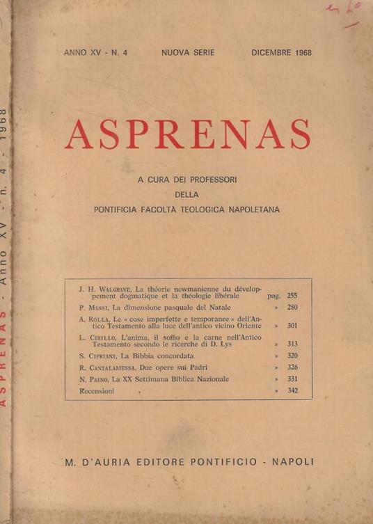 Asprenas n. 4 Anno 1968 - copertina