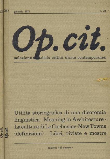 Op.cit. Selezione della critica d'arte contemporanea n.20, 22, anno 1971 - copertina