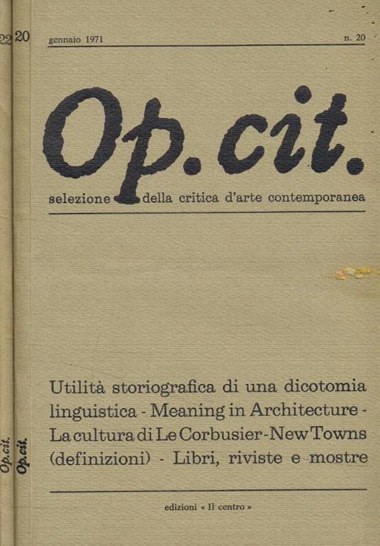 Op.cit. Selezione della critica d'arte contemporanea n.20, 22, anno 1971 - copertina
