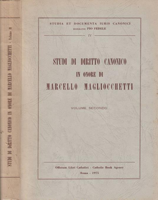 Studi di diritto canonico in onore di Marcello Magliocchetti vol II - copertina