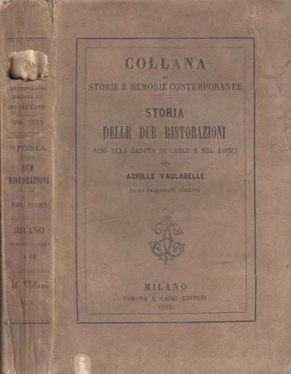 Storia delle due ristorazioni vol I - copertina