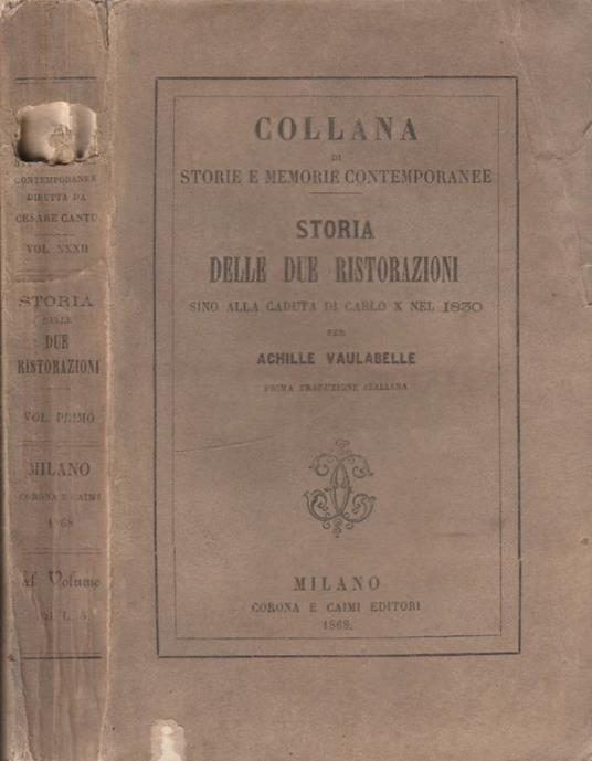 Storia delle due ristorazioni vol I - copertina