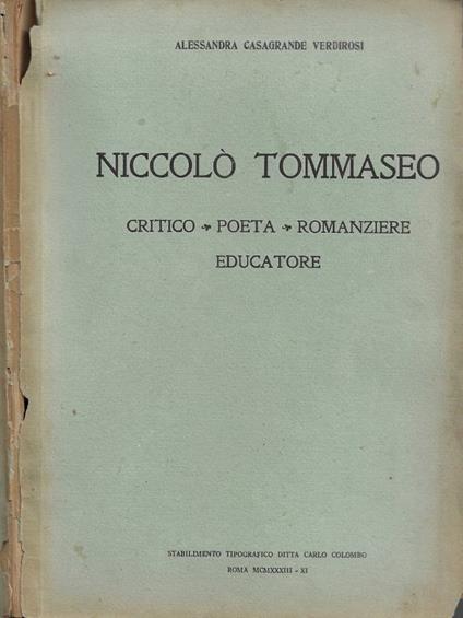 Niccolò Tommaseo - copertina