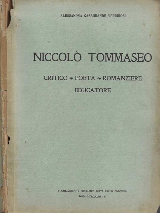 Niccolò Tommaseo - copertina