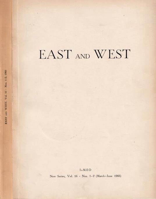 East and West, vol. 16, Nos. 1-2, 1996 - copertina