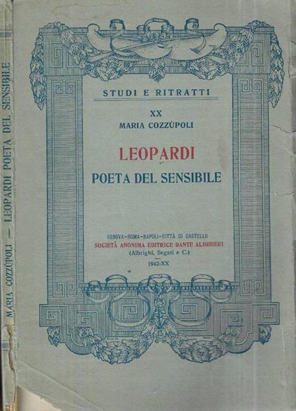 Leopardi poeta del sensibile - copertina