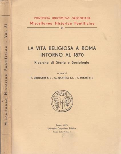 La vita religiosa a Roma intorno al 1870 - copertina