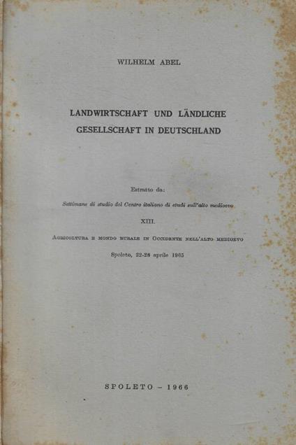 Landwirtschaft und landliche gesellschaft in deutschland - copertina