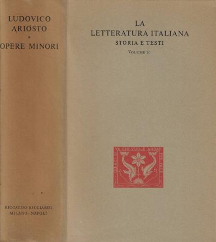 Opere minori - Ludovico Ariosto - copertina
