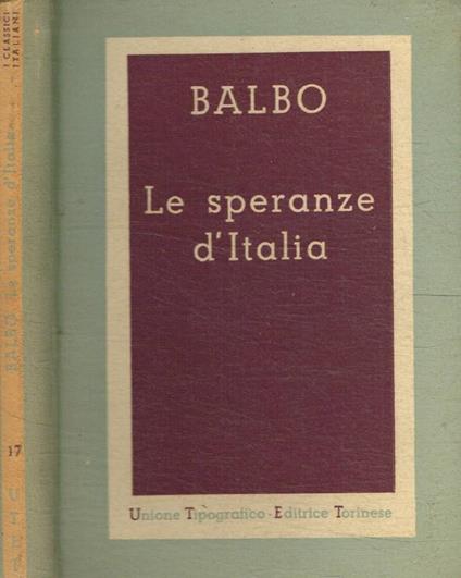 Le speranze d'Italia - Cesare Balbo - copertina