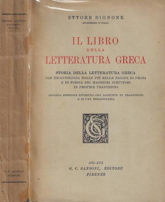 Il libro della letteratura greca - Ettore Bignone - copertina