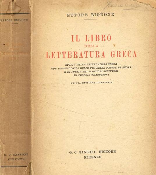 Il libro della letteratura greca - Ettore Bignone - copertina