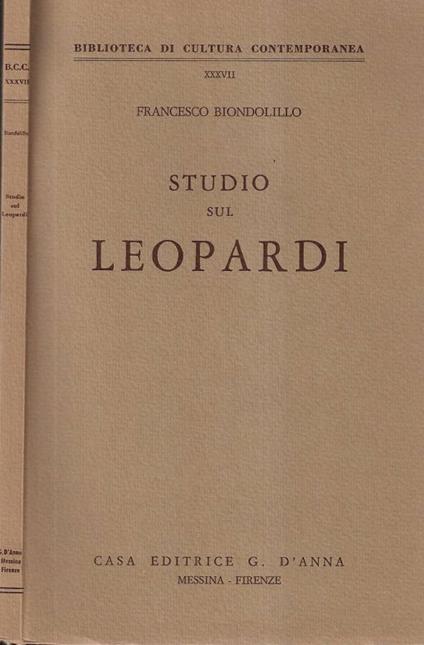 Studio sul Leopardi - Francesco Biondolillo - copertina