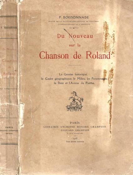 Du Nouveau sur la Chanson de Roland - P. Boissonnade - copertina