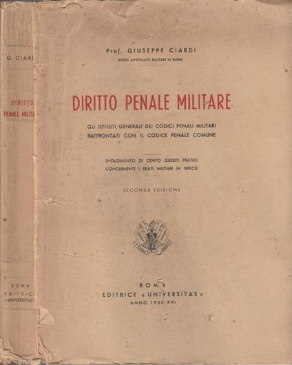 Diritto penale militare - Giuseppe Ciardi - copertina