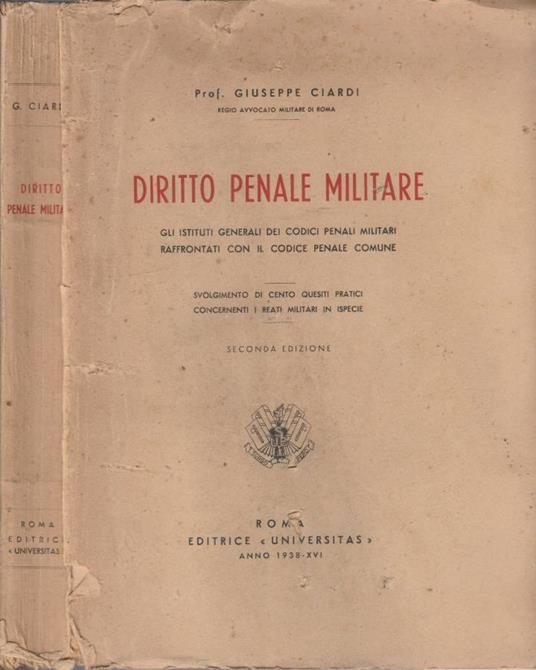 Diritto penale militare - Giuseppe Ciardi - copertina