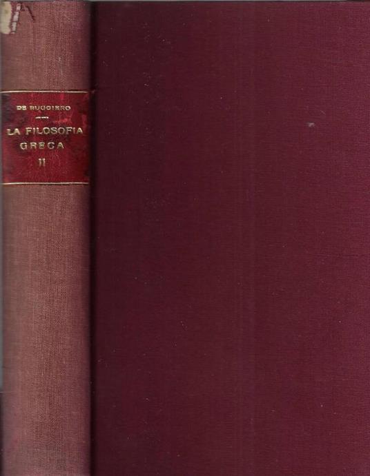 La filosofia greca Vol. II - Guido De Ruggiero - copertina