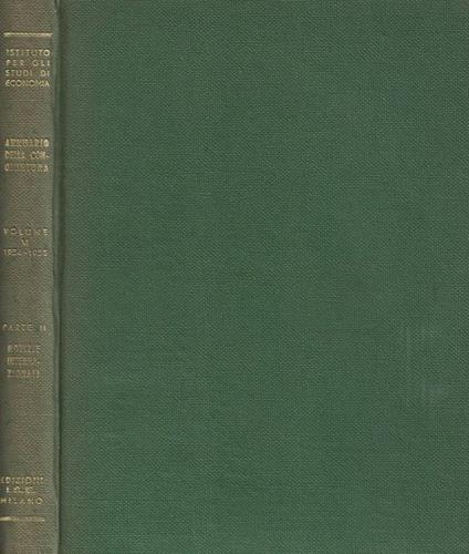 Annuario della congiuntura. Volume VI - 1954 - 55. Parte seconda: Notizie internazionali - Agostino De Vita - copertina