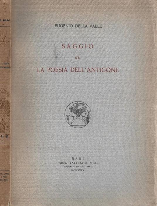 Saggio su la poesia dell'Antigone - Eugenio Della Valle - copertina