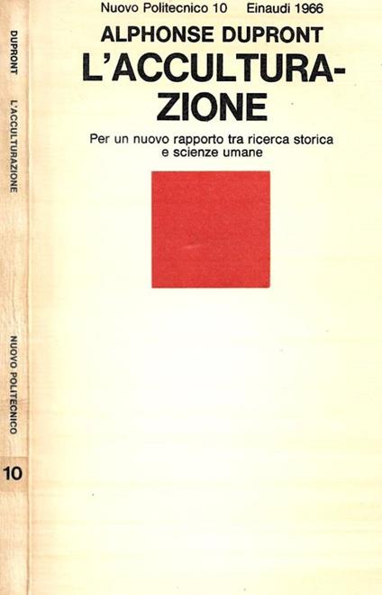 L' acculturazione - Alphonse Dupront - copertina