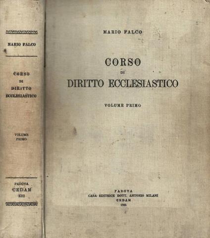 Corso di diritto ecclesiastico. Volume primo: Introduzione Diritto Canonico - Mario Falco - copertina