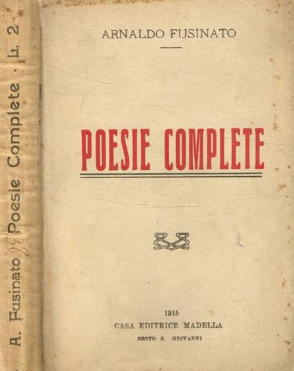 Poesie complete - Arnaldo Fusinato - copertina