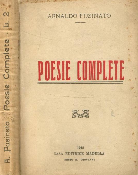 Poesie complete - Arnaldo Fusinato - copertina