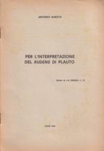 Per l'interpretazione del Rudens di Plauto