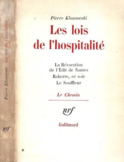 Les lois de l'hospitalité - Pierre Klossowski - copertina