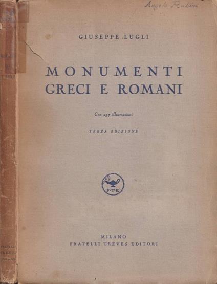 Monumenti greci e romani - Giuseppe Lugli - copertina