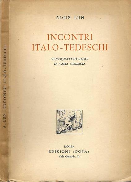 Incontri italo tedeschi - Alois Lun - copertina
