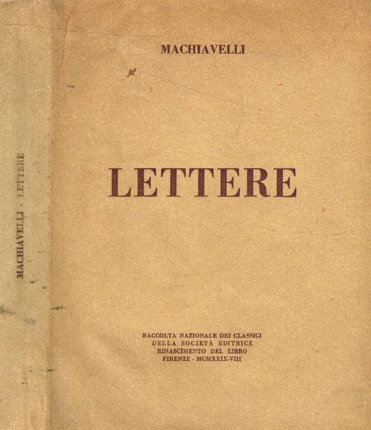 Lettere - Niccolò Machiavelli - copertina