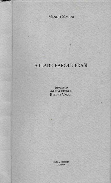Sillabe parole frasi (Autografo) - Manlio Magini - copertina