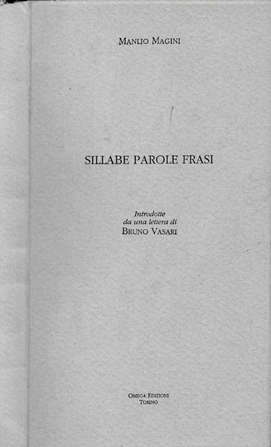 Sillabe parole frasi (Autografo) - Manlio Magini - copertina