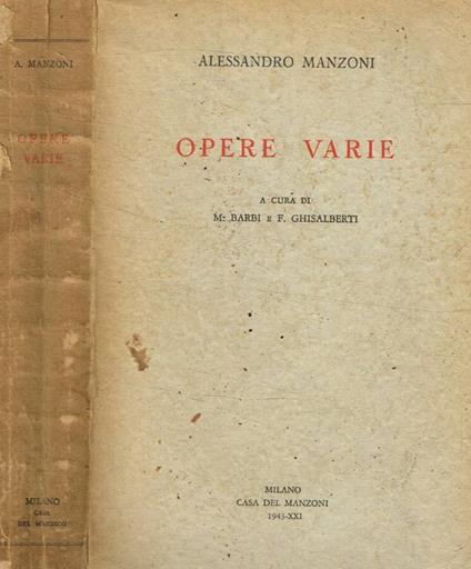 Opere varie - Alessandro Manzoni - copertina