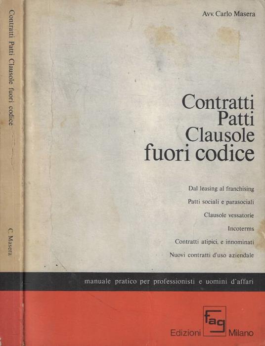 Contratti Patti Clausole fuori codice - Carlo Masera - copertina